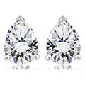 JeenMata Minimalist 2 Carat Pear Cut Moissanite Solitaire Stud Earrings In 18K White Gold Plating Over Silver