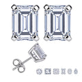 JeenMata 4 Carat Emerald Solitaire Moissanite Stud Earrings for Women, Earrings for Men, 18K White Gold Plated, Hypoallergenic Earrings, D VS1, Stud Earring for Woman, Jewelry, Gift, Earrings