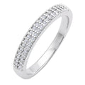 JeenMata Moissanite Stackable Anniversary Ring - Micro Pave Half Eternity Wedding Rings for Women in 18K White Gold Plating, Gift for Her, Gift for Women