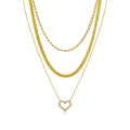 JEENMATA Multipack 3 pc Women Layered Necklace Pendant, Yellow Gold Plating, Gold Chain, Choker Necklace, Herringbone Layered Necklace Jewelry Gift
