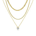 JEENMATA Multipack 3 pc Women Layered Pendant Necklace, Yellow Gold Plating, Gold Chain, Choker Necklace, Herringbone Layered Necklace Jewelry Gift