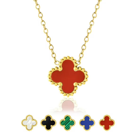 JeenMata Flower Pendant Necklace in Yellow Gold Plated