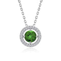 JeenMata Solitaire 1.25 Carat Round Cut - Emerald - May Birthstone Halo Pendant Necklace in White Gold Plating, Adult, Female