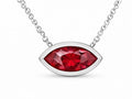 JeenMata 3.6 Carat July - Ruby Birthstone Marquise Cut Bezel Set Pendant Necklace - in 18K White Gold Plating for Women