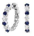 JeenMata 2 Carat June Birthstone - Alexandrite & Cubic Zirconia Hoop Earrings - Multicolor Birthstone Earrings in 18K White Gold Plating for Women