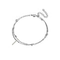 JeenMata Lab Grown Diamond Initial "I" Lab Grown Diamond Letter Bracelet - Double Layer Alphabet Jewelry - 18K White Gold Plating for Women