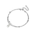 JeenMata Lab Grown Diamond Initial "R" Lab Grown Diamond Letter Bracelet - Double Layer Alphabet Jewelry - 18K White Gold Plating for Women