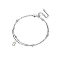 JeenMata Lab Grown Diamond Initial "S" Lab Grown Diamond Letter Bracelet - Double Layer Alphabet Jewelry - 18K White Gold Plating for Women