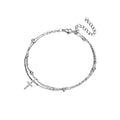 JeenMata Lab Grown Diamond Initial "T" Lab Grown Diamond Letter Bracelet - Double Layer Alphabet Jewelry - 18K White Gold Plating for Women