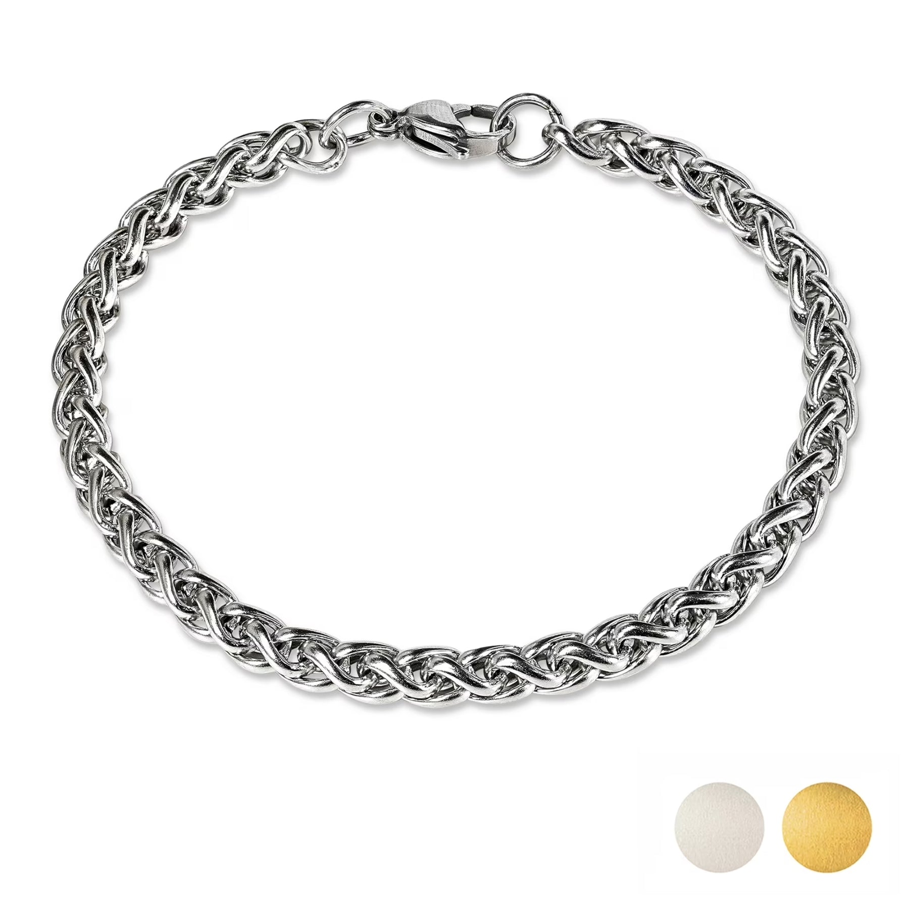 JeenMata 6MM Cuban Chain Bracelet - Wrist Chain Men's bracelet for Men's Gift, Men's Birthday, Husband, Dad, Father's Day, Jewelry Gift in White