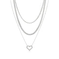 JeenMata Multipack 3 pc Women Layered Necklace Pendant, White Gold Plating, Gold Chain, Choker Necklace, Herringbone Layered Necklace Jewelry Gift
