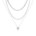 JeenMata Multipack 3 pc Women Layered Necklace Pendant, White Gold Plating, Gold Chain, Choker Necklace, Herringbone Layered Necklace Jewelry Gift