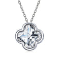 JeenMata 1 Carat Flower Cut Moissanite Pendant - Danity Clover Design Necklace in 18K White Gold Plated for Women