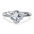 JeenMata 1 Carat Four-Leaf Flower Cut Moissanite Engagement Ring - 18K White Gold Plating for Women