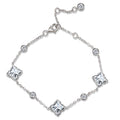 JeenMata 3 Carat Flower Design Moissanite Bracelet - Clover link Bracelet in 18K White Gold Plating for Women
