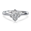 JeenMata 1 Carat Flower Inspired Moissanite Engagement Ring - 18K White Gold Plating Promise Ring for Women