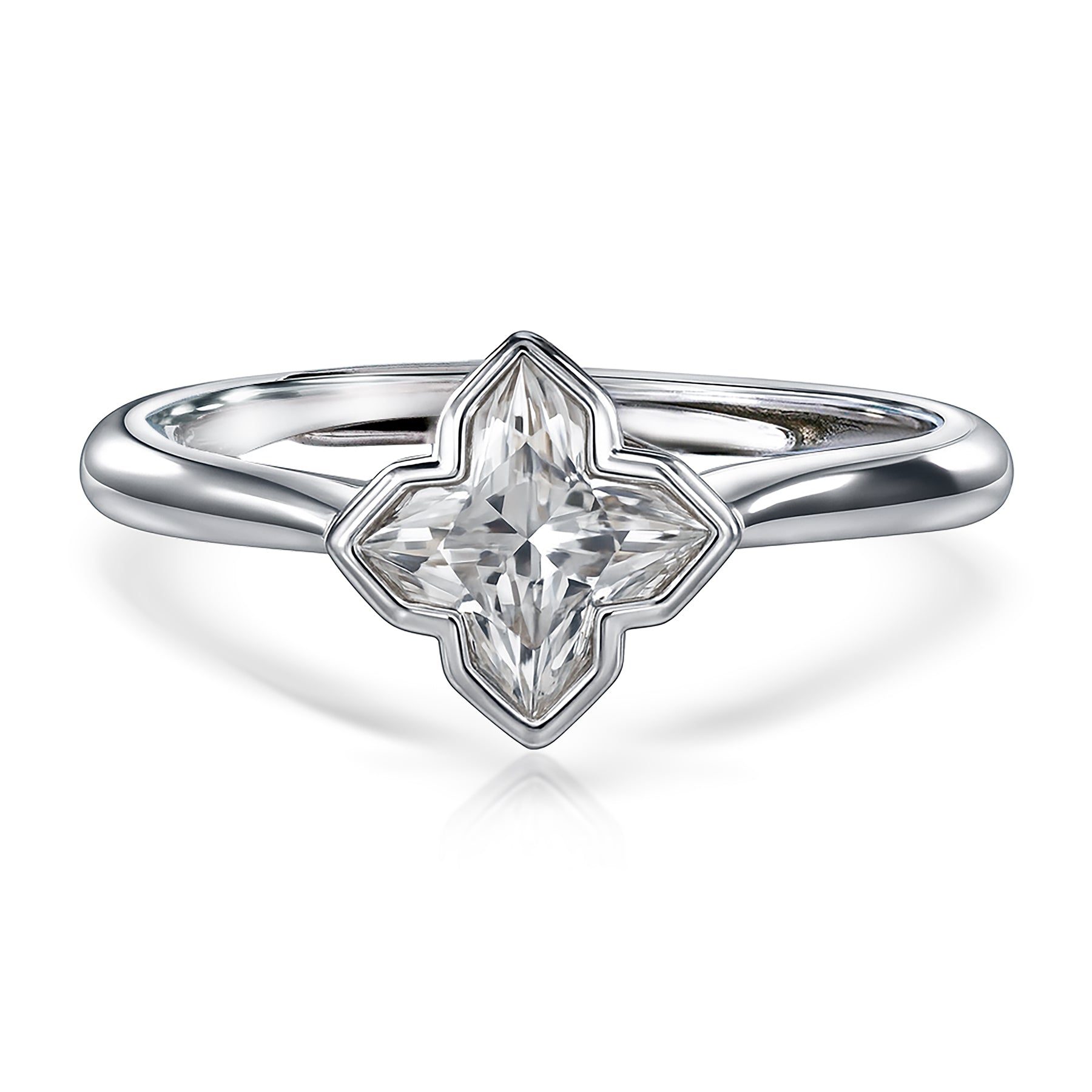 JeenMata 1 Carat Flower Inspired Moissanite Engagement Ring - 18K White Gold Plating Promise Ring for Women