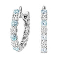 JeenMata 2 Carat March Birthstone - Aquamarine & Cubic Zirconia Hoop Earrings - Multicolor Birthstone Earrings in 18K White Gold Plating for Women