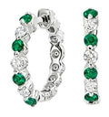 JeenMata 2 Carat May Birthstone - Emerald & Cubic Zirconia Hoop Earrings - Multicolor Birthstone Earrings in 18K White Gold Plating for Women