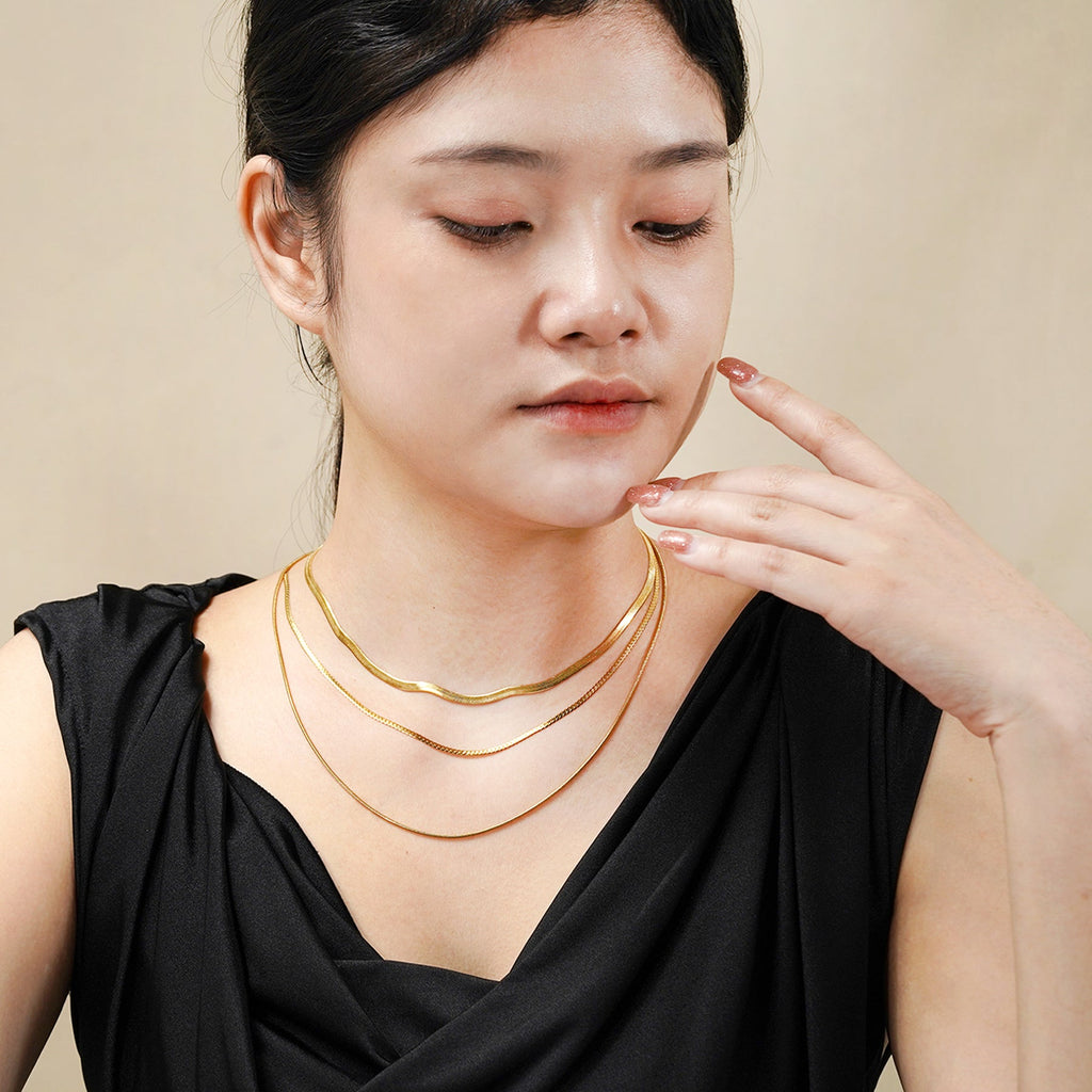 JEENMATA Multipack 3 pc Women Necklace Pendant Jewelry Gift, Choker, Snake Chain, Curb Link, Trendy Layered Necklace, Adjustable Necklace Gift Set for Women