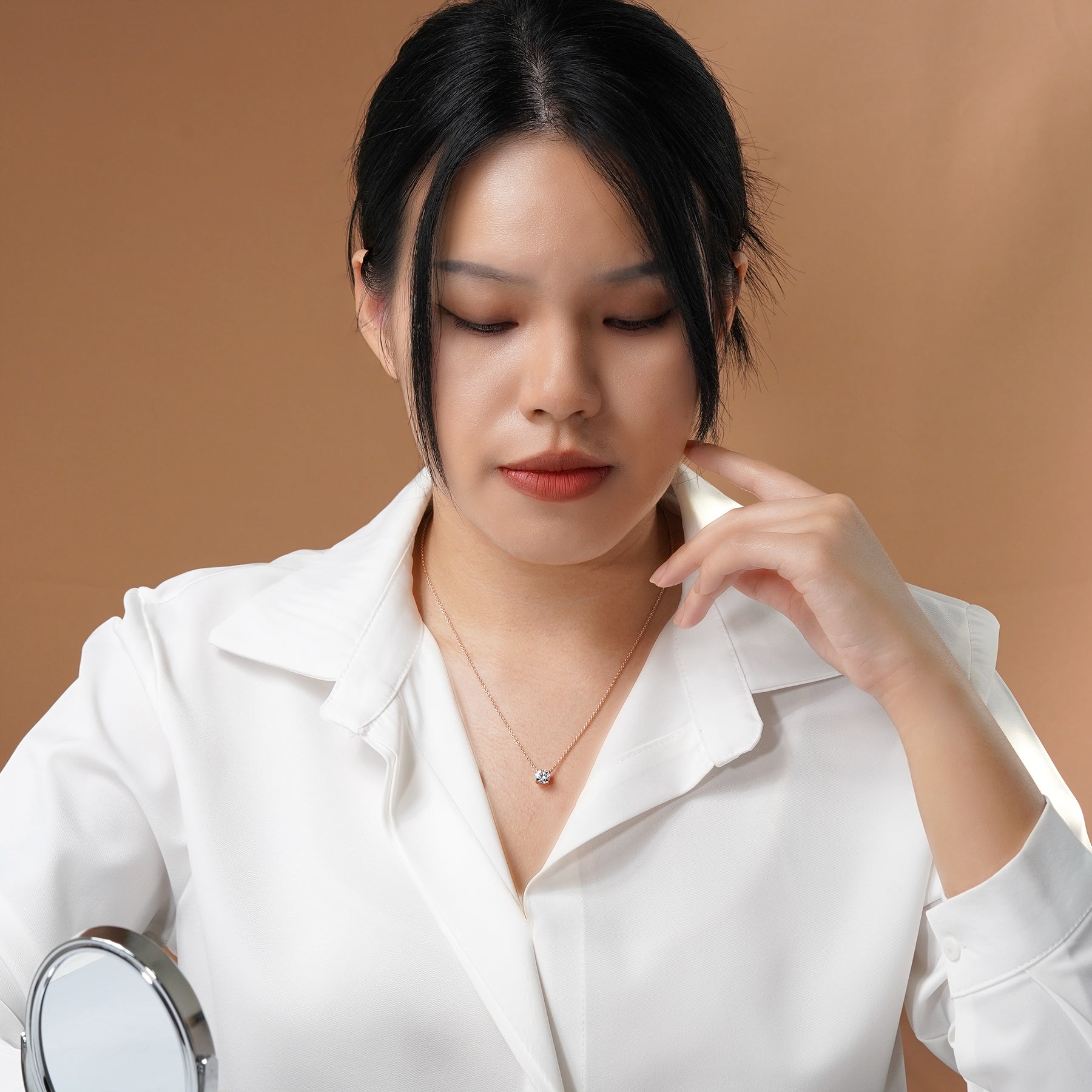 JeenMata 1 Carat Moissanite - April Birthstone Solitaire Pendant Necklace in 18K Yellow Gold over Silver, Female, Adult