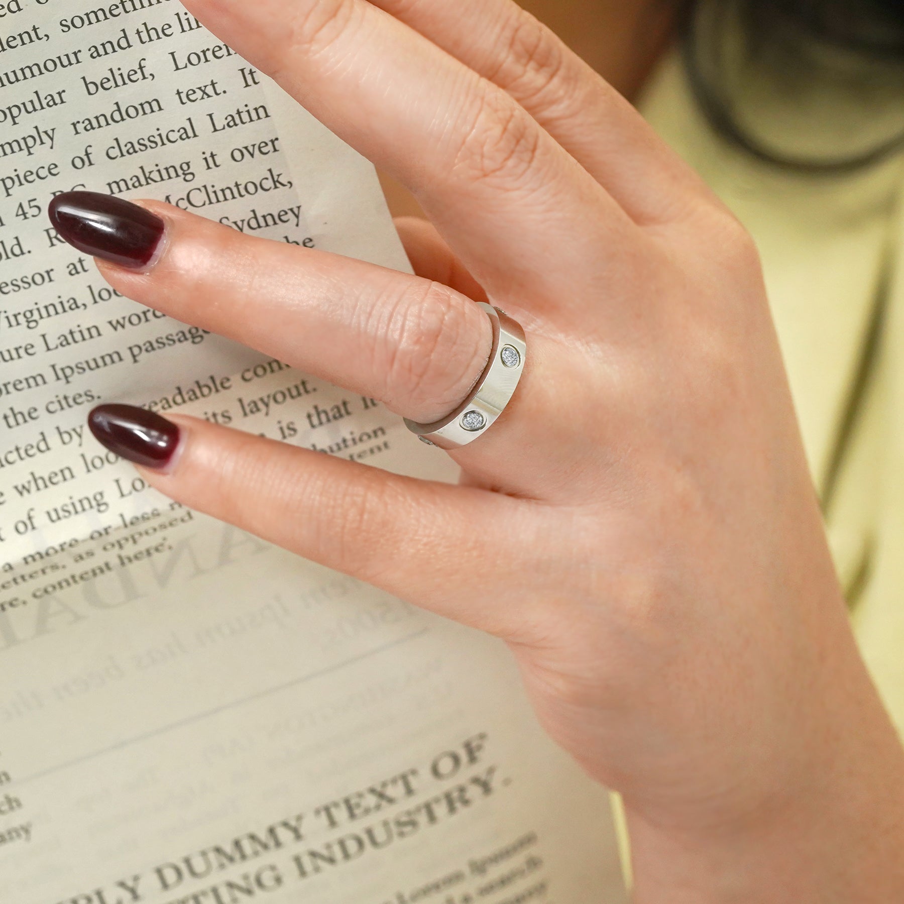 Classic Wedding Band - Flush Bezel Wedding Ring - Anniversary and Meaningful Gift for Women in White Gold Plating