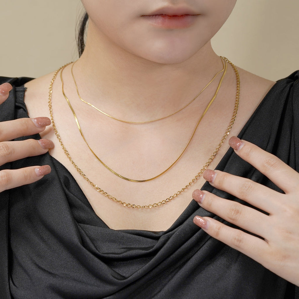 JEENMATA Gift multipack 3 pc Women Necklace Pendant Jewelry Gift, Choker, Snake Chain, Curb Link, Trendy Layered Necklace, Adjustable Necklace Gift Set for Women