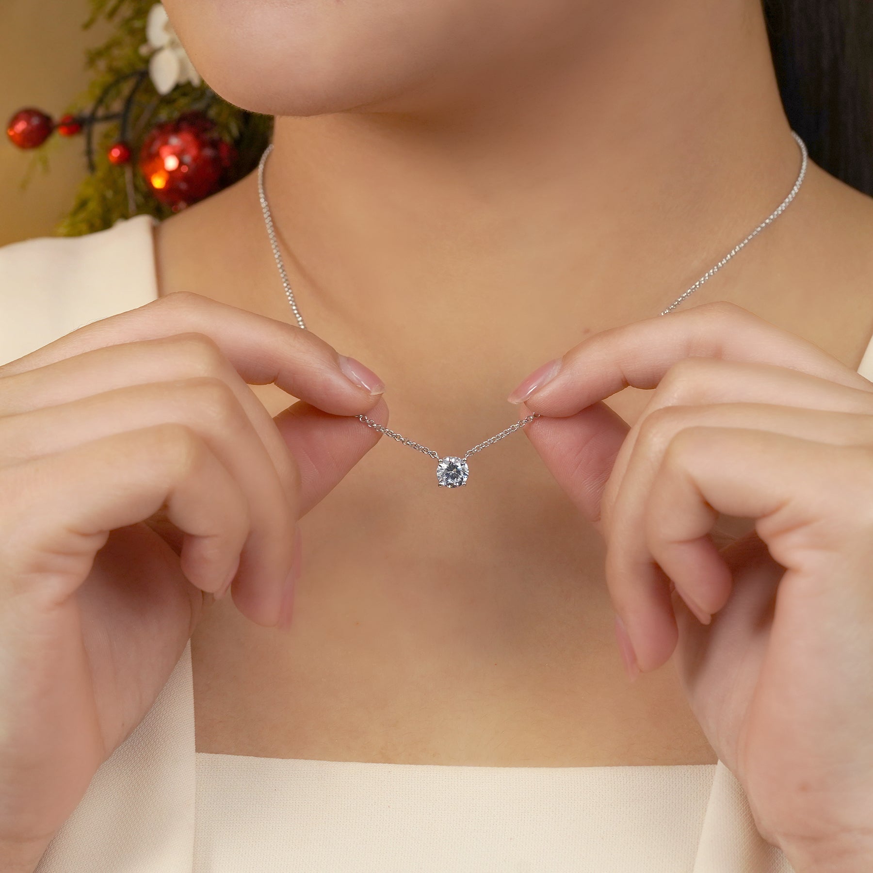 JeenMata 1 Carat Moissanite - April Birthstone Solitaire Pendant Necklace in 18K Yellow Gold over Silver, Female, Adult