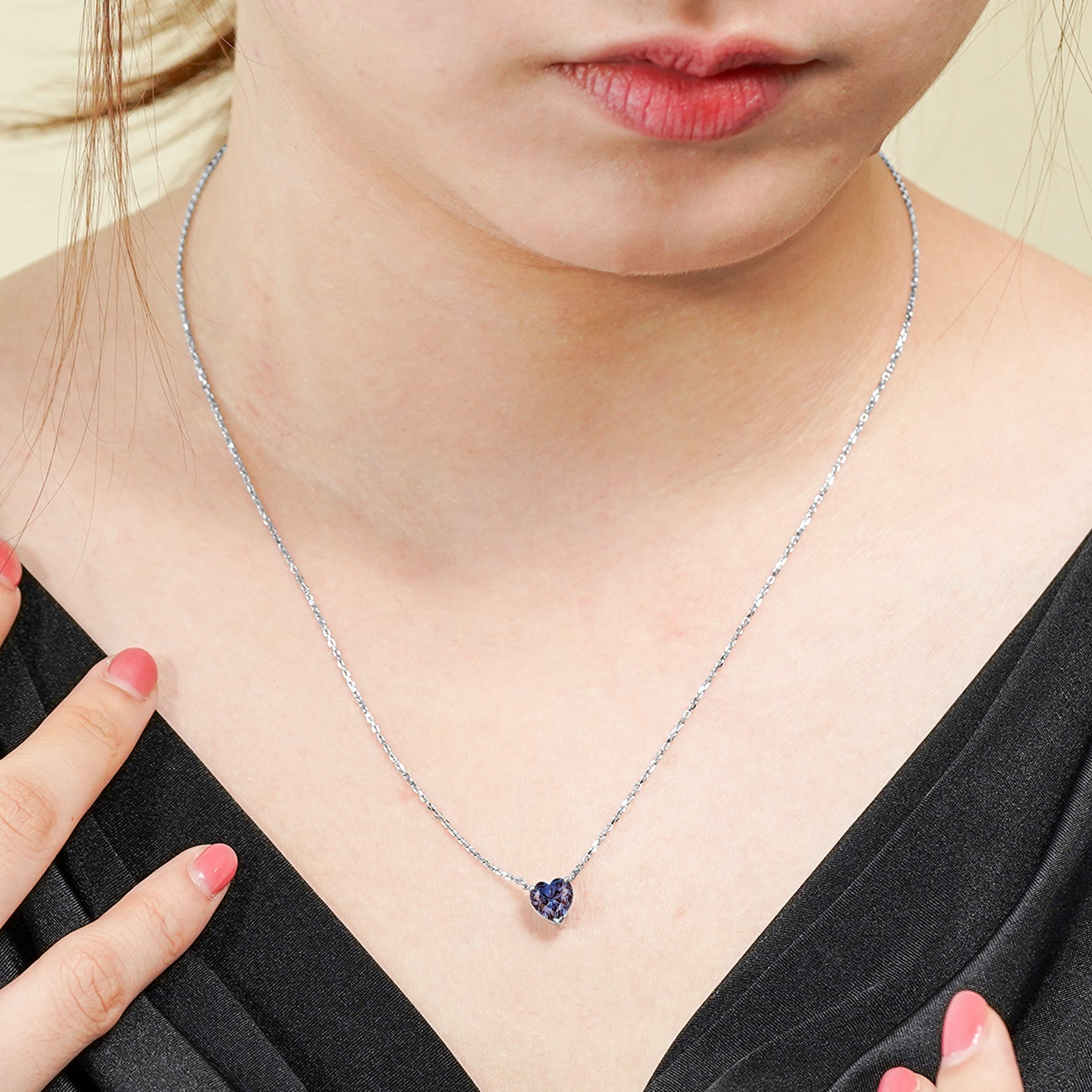 Gorgeous 1 Carat Heart Cut - SWAROVSKI Alexandrite - June Birthstone Pendant Necklace in 18K White Gold Plating over Silver