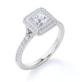 Double Halo 1.75 Carat Princess Cut Moissanite Engagement Ring