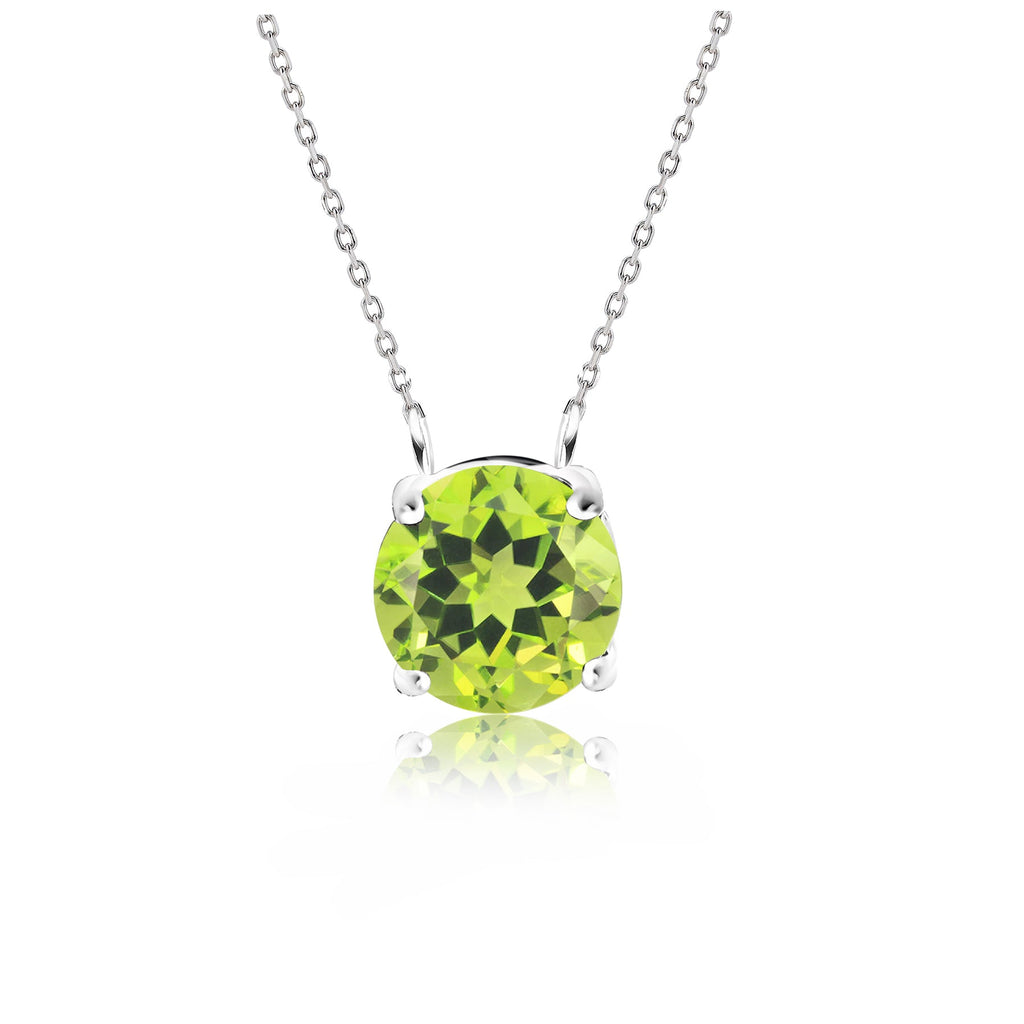 JeenMata 1 Carat Peridot - August Birthstone Solitaire Pendant Necklace in 18K Yellow Gold Plated, Female, Adult