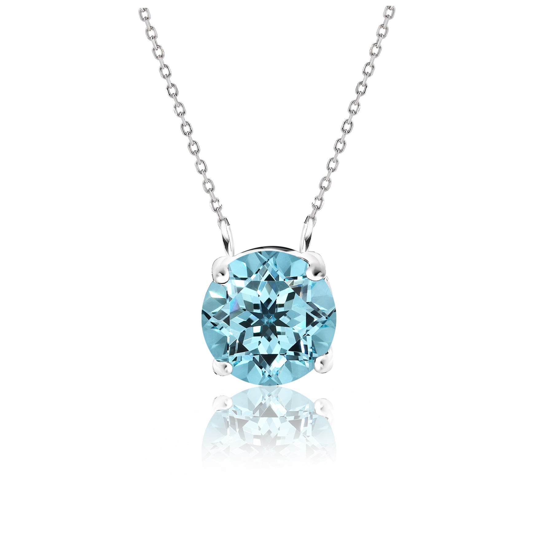 JeenMata 1 Carat Blue Topaz - December Birthstone Solitaire Pendant Necklace in 18K Yellow Gold Plated, Female, Adult