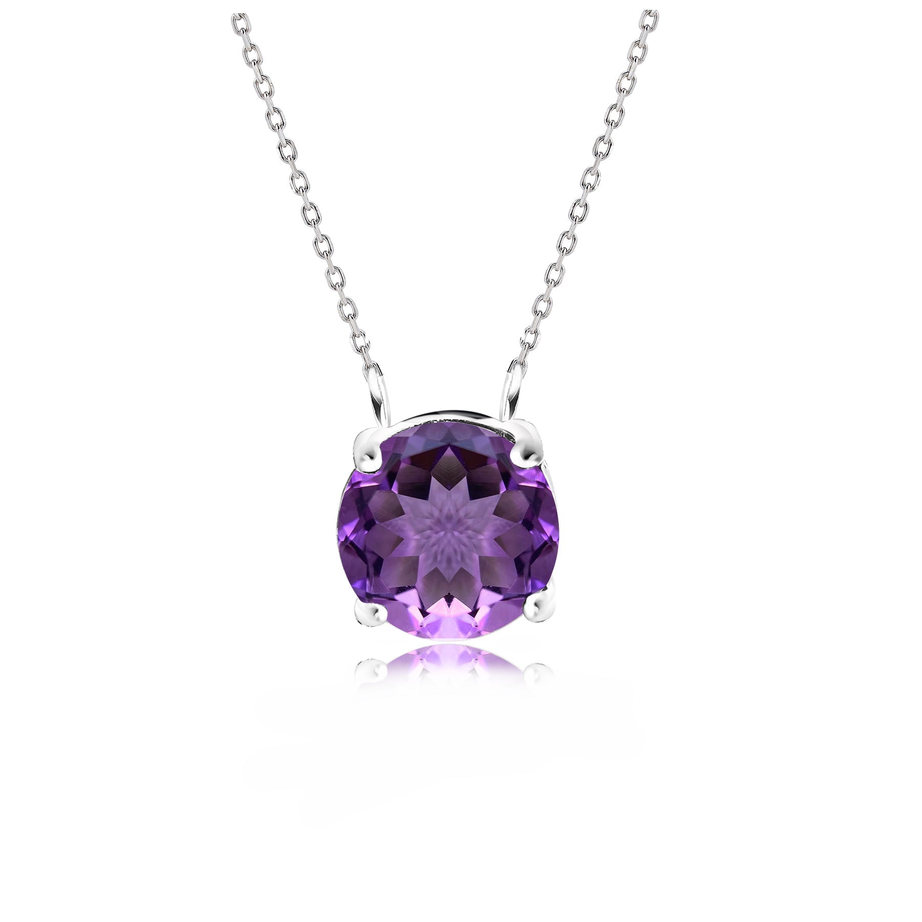 JeenMata 1 Carat Amethyst - February Birthstone Solitaire Pendant Necklace in 18K Yellow Gold Plated, Female, Adult