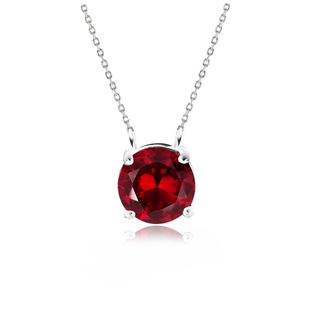 JeenMata 1 Carat Garnet - January Birthstone Solitaire Pendant Necklace in 18K Yellow Gold Plated, Female, Adult