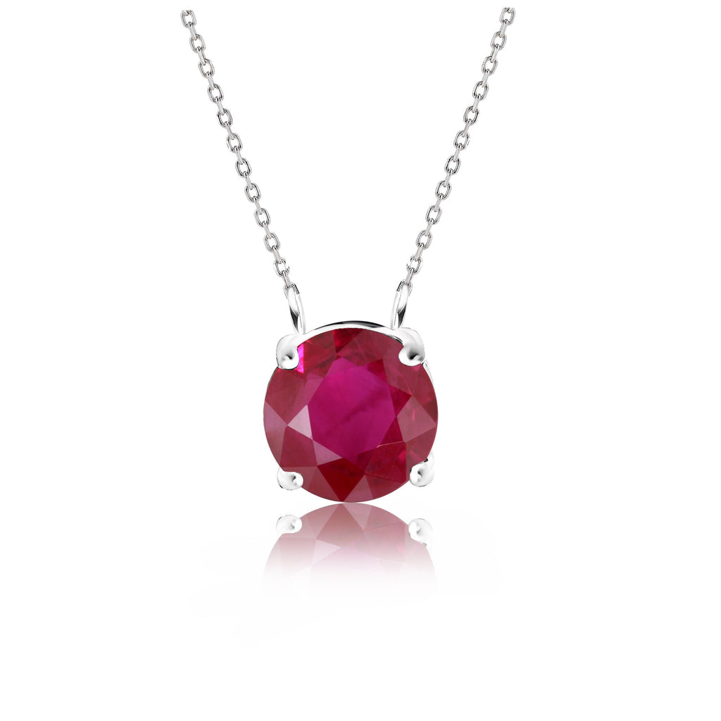 JeenMata 1 Carat Ruby - July Birthstone Solitaire Pendant Necklace in 18K Yellow Gold Plated, Female, Adult