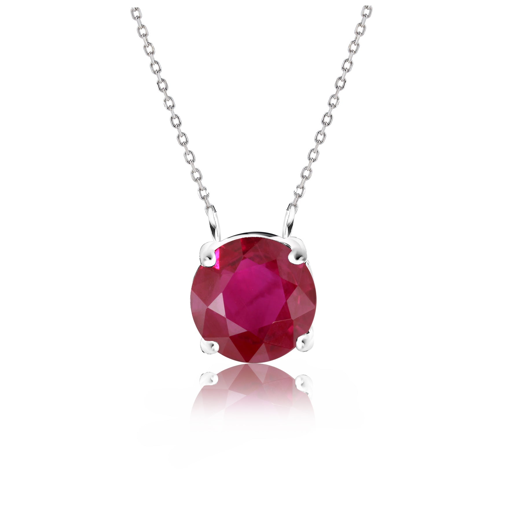 JeenMata 1 Carat Ruby - July Birthstone Solitaire Pendant Necklace in 18K Yellow Gold Plated, Female, Adult
