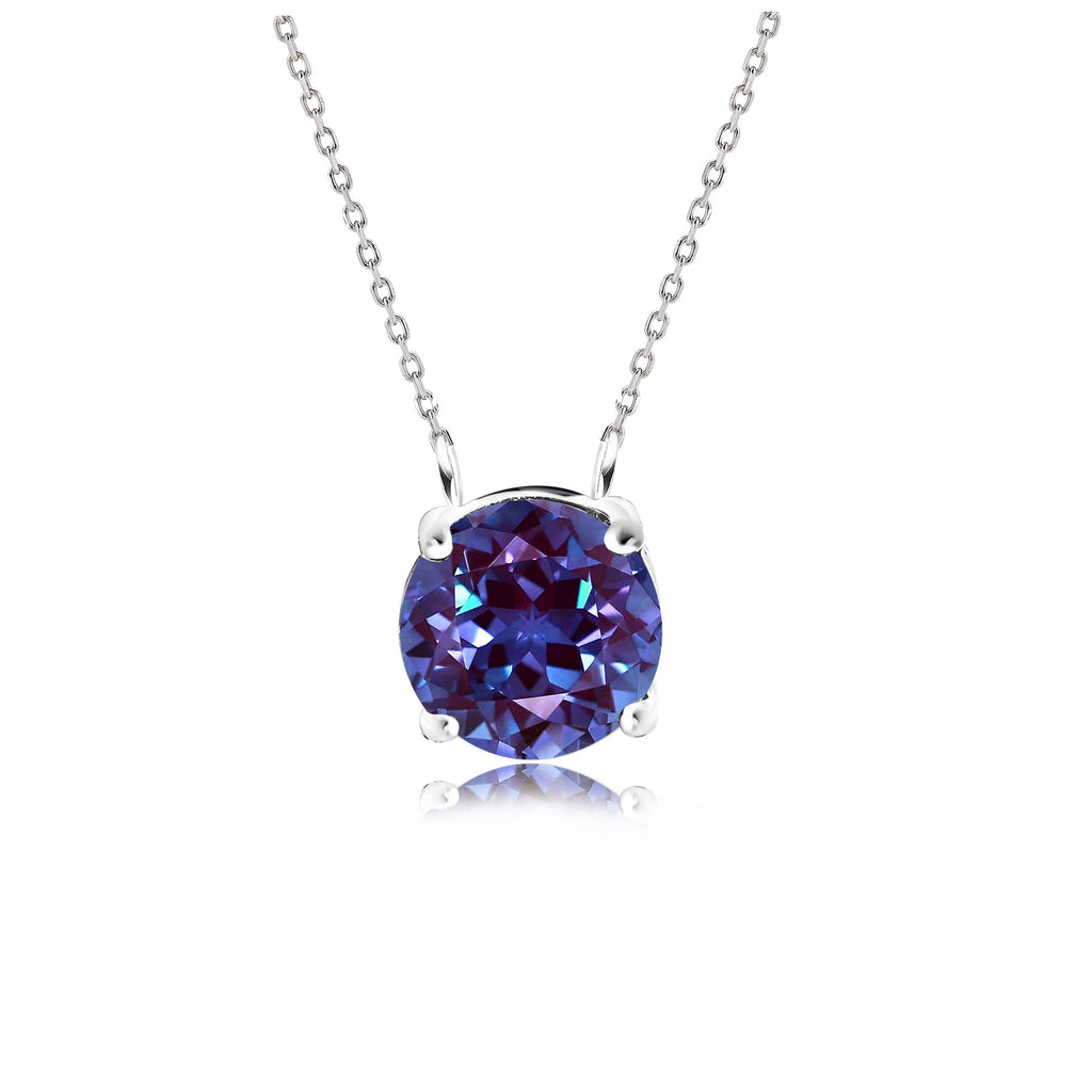 JeenMata 1 Carat Alexandrite - June Birthstone Solitaire Pendant Necklace in 18K Yellow Gold Plated, Female, Adult