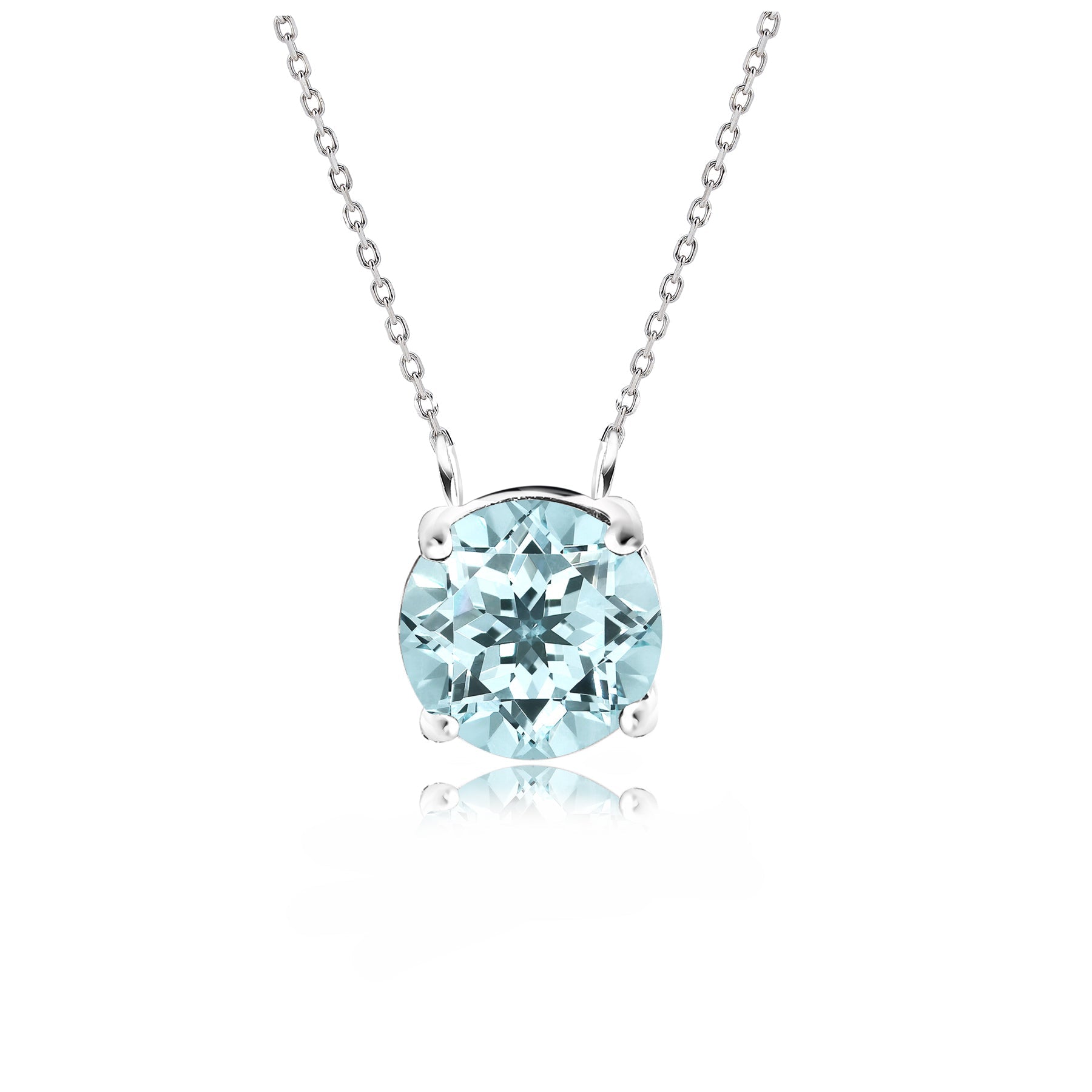 JeenMata 1 Carat Aquamarine - March Birthstone Solitaire Pendant Necklace in 18K Yellow Gold Plated, Female, Adult