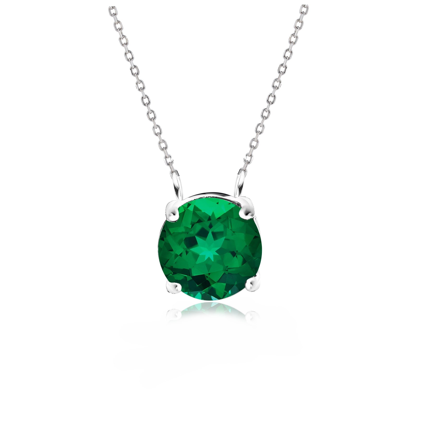 JeenMata 1 Carat Emerald - May Birthstone Solitaire Pendant Necklace in 18K Yellow Gold Plated, Female, Adult