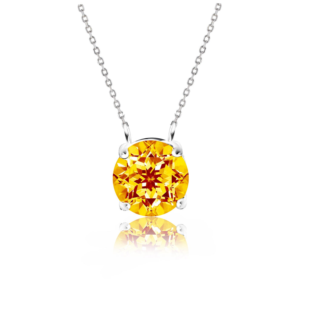 JeenMata 1 Carat Citrine - November Birthstone Solitaire Pendant Necklace in 18K Yellow Gold Plated, Female, Adult
