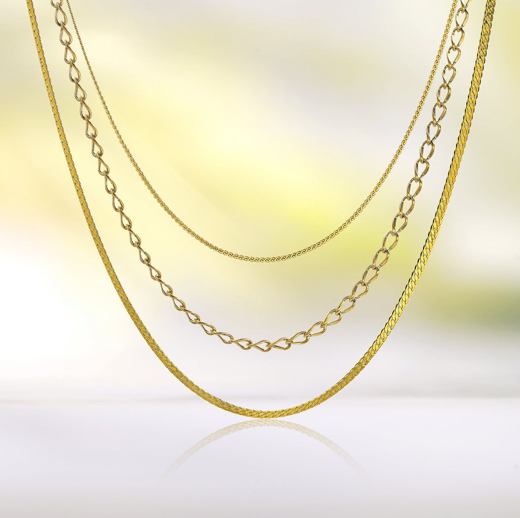 JEENMATA Gift multipack 3 pc Women Necklace Pendant Jewelry Gift, Choker, Snake Chain, Curb Link, Trendy Layered Necklace, Adjustable Necklace Gift Set for Women