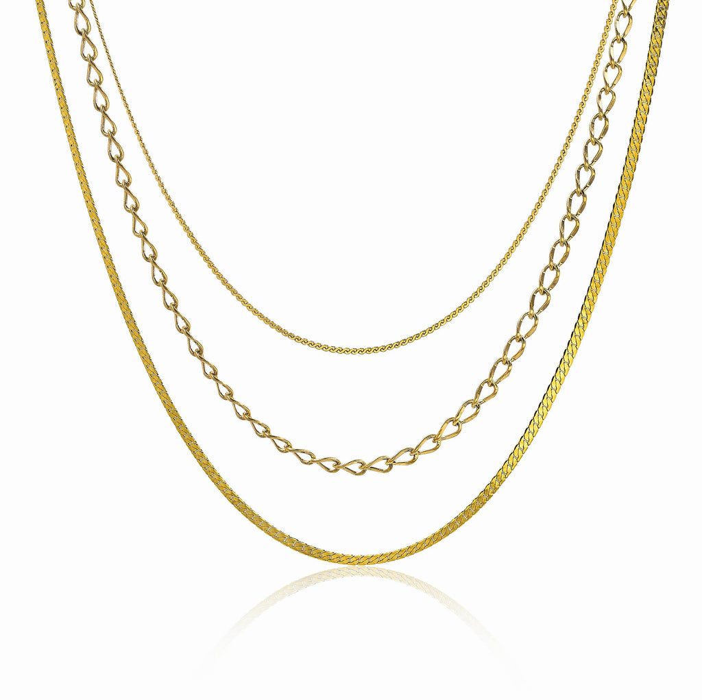 JEENMATA Gift multipack 3 pc Women Necklace Pendant Jewelry Gift, Choker, Snake Chain, Curb Link, Trendy Layered Necklace, Adjustable Necklace Gift Set for Women