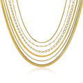 JEENMATA 6 pc Women Necklace Pendant Jewelry Gift, Choker, Snake Chain, Curb Link, Trendy Layered Necklace, Adjustable Necklace Gift Set for Women