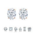 JeenMata 4 Prong 0.5 Carat Oval Cut Moissanite Solitaire Stud Earrings in 18k White Gold Plating for Women