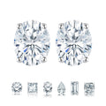 2 Carat Oval Cut Moissanite Solitaire Stud Earrings - 4 Prong - In 18K White Gold Plating Over Silver