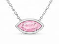 JeenMata 3.6 Carat October - Pink Tourmaline Birthstone Marquise Cut Bezel Set Pendant Necklace - in 18K White Gold Plating for Women