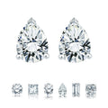 Certified - Minimalist - 0.5 Carat Teardrop Moissanite - Solitaire Stud Earrings - 18K White Gold Plating Over Silver