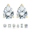 Minimalist 2 Carat Pear Cut Moissanite Solitaire Stud Earrings In 18K Yellow Gold Plating Over Silver