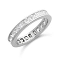 2 Carat Princess Cut April - Cubic Zirconia - Birthstone Channel Set Wedding Band - Eternity Wedding Ring in 18K White Gold Over Silver