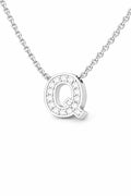JeenMata Lab Grown Diamond Initial “Q” Letter Necklace – Elegant Alphabet Pendant Gift – 18K White Gold Plating for Women